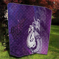New Zealand Matariki Quilt Maori Manaia Galaxy Silver Fern Purple Color