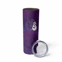 New Zealand Matariki Skinny Tumbler Maori Manaia Galaxy Silver Fern Purple Color