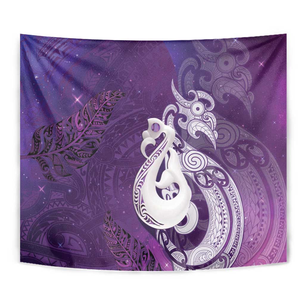 New Zealand Matariki Tapestry Maori Manaia Galaxy Silver Fern Purple Color