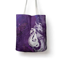 New Zealand Matariki Tote Bag Maori Manaia Galaxy Silver Fern Purple Color