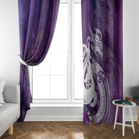 New Zealand Matariki Window Curtain Maori Manaia Galaxy Silver Fern Purple Color