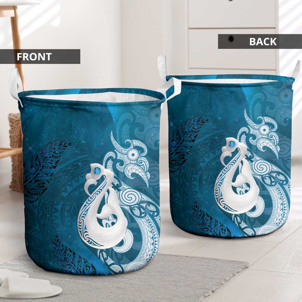 New Zealand Matariki Laundry Basket Maori Manaia Galaxy Silver Fern Blue Color