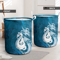 New Zealand Matariki Laundry Basket Maori Manaia Galaxy Silver Fern Blue Color