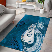 New Zealand Matariki Area Rug Maori Manaia Galaxy Silver Fern Blue Color