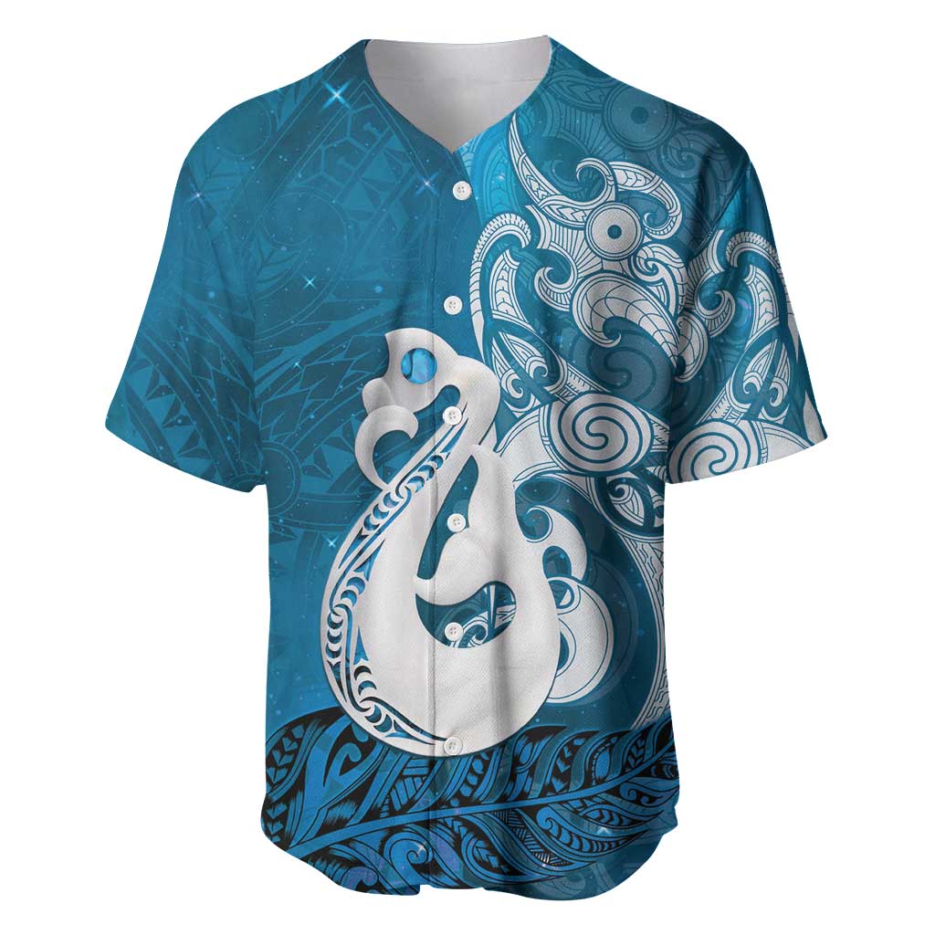 New Zealand Matariki Baseball Jersey Maori Manaia Galaxy Silver Fern Blue Color