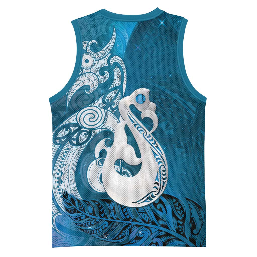 New Zealand Matariki Basketball Jersey Maori Manaia Galaxy Silver Fern Blue Color