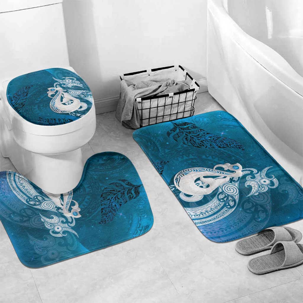 New Zealand Matariki Bathroom Set Maori Manaia Galaxy Silver Fern Blue Color