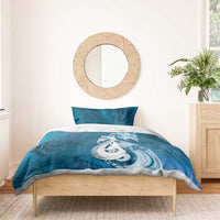 New Zealand Matariki Bedding Set Maori Manaia Galaxy Silver Fern Blue Color