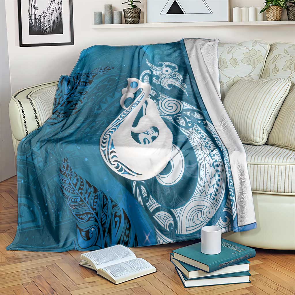 New Zealand Matariki Blanket Maori Manaia Galaxy Silver Fern Blue Color