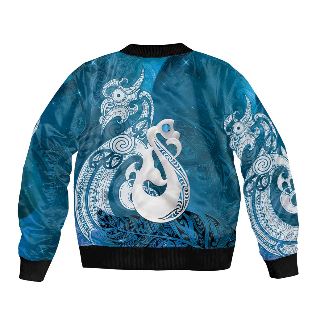 New Zealand Matariki Bomber Jacket Maori Manaia Galaxy Silver Fern Blue Color LT22 - Polynesian Pride