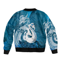 New Zealand Matariki Bomber Jacket Maori Manaia Galaxy Silver Fern Blue Color LT22 - Polynesian Pride