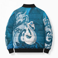 New Zealand Matariki Bomber Puffer Jacket Maori Manaia Galaxy Silver Fern Blue Color LT22 - Polynesian Pride