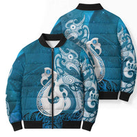 New Zealand Matariki Bomber Puffer Jacket Maori Manaia Galaxy Silver Fern Blue Color LT22 - Polynesian Pride
