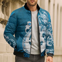 New Zealand Matariki Bomber Puffer Jacket Maori Manaia Galaxy Silver Fern Blue Color LT22 - Polynesian Pride