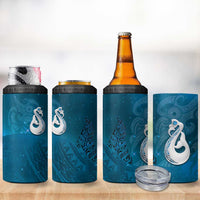 New Zealand Matariki 4 in 1 Can Cooler Tumbler Maori Manaia Galaxy Silver Fern Blue Color