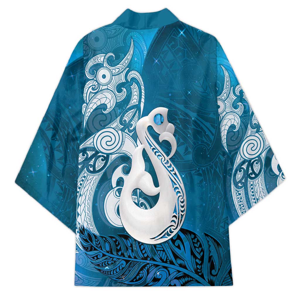 New Zealand Matariki Kimono Maori Manaia Galaxy Silver Fern Blue Color