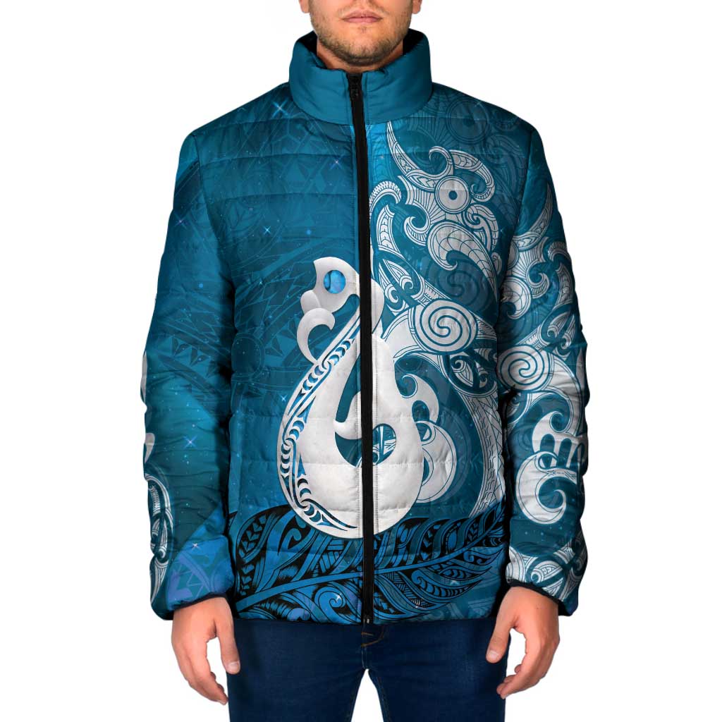 New Zealand Matariki Padded Jacket Maori Manaia Galaxy Silver Fern Blue Color LT22 Men Blue - Polynesian Pride