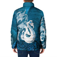 New Zealand Matariki Padded Jacket Maori Manaia Galaxy Silver Fern Blue Color LT22 - Polynesian Pride