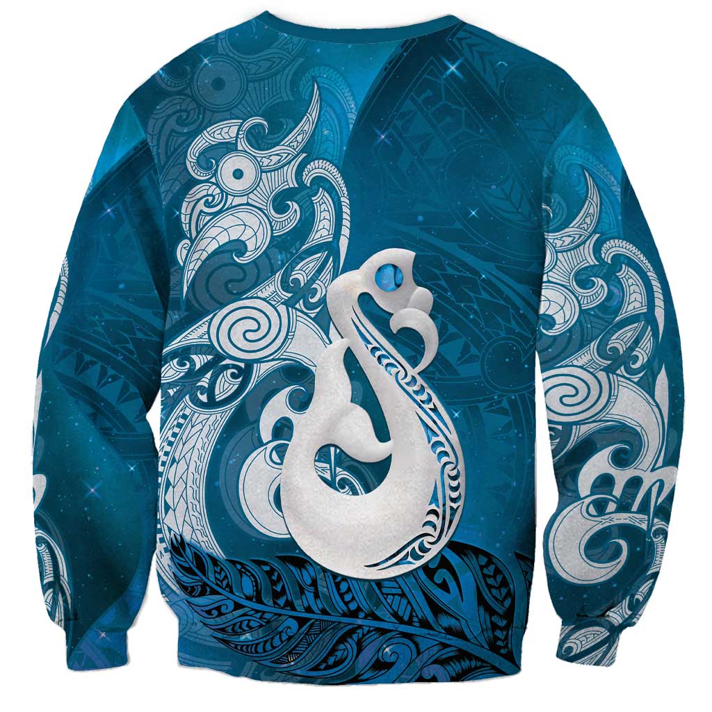 New Zealand Matariki Sweatshirt Maori Manaia Galaxy Silver Fern Blue Color LT22 - Polynesian Pride