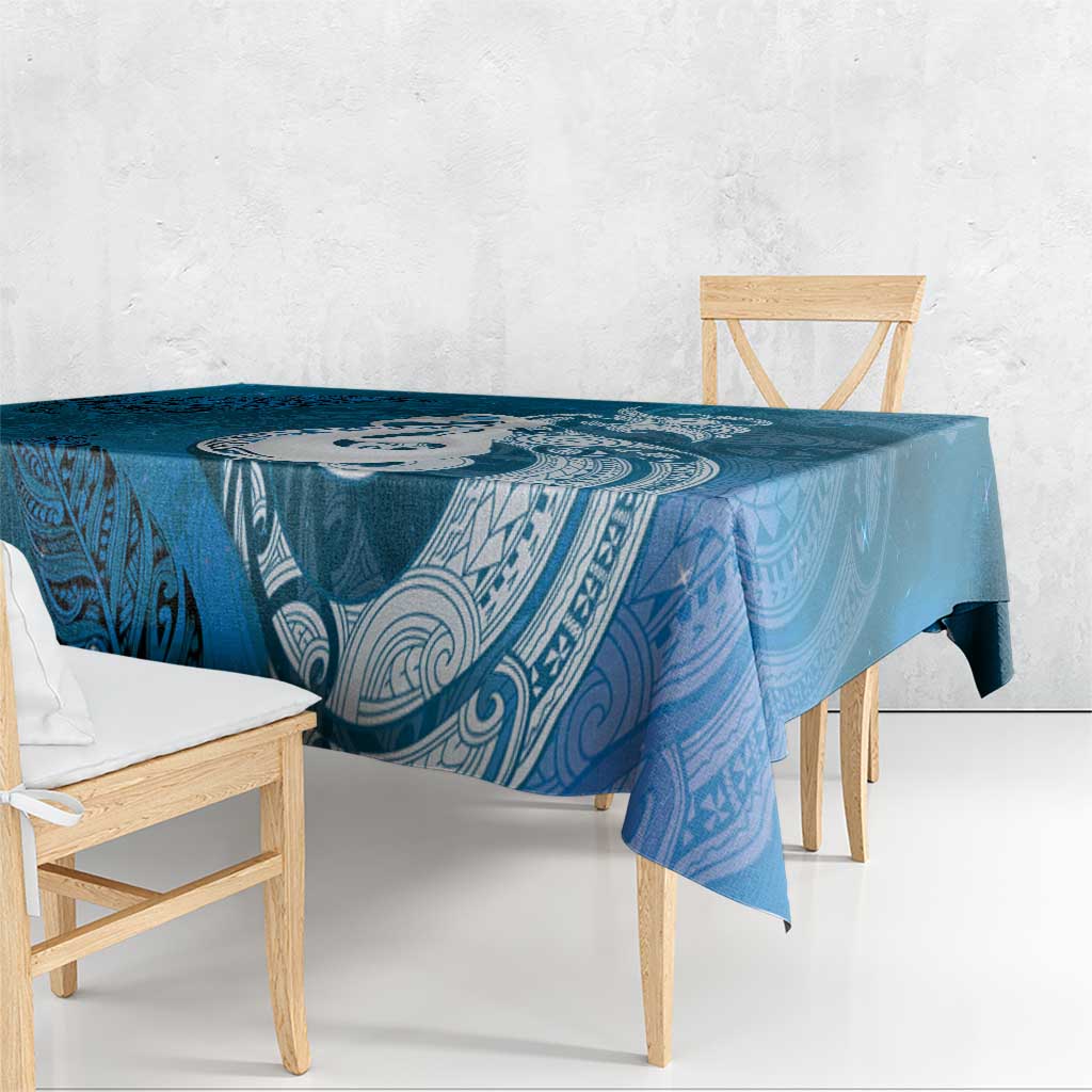 New Zealand Matariki Tablecloth Maori Manaia Galaxy Silver Fern Blue Color