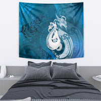 New Zealand Matariki Tapestry Maori Manaia Galaxy Silver Fern Blue Color LT22 - Polynesian Pride