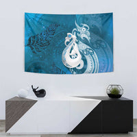 New Zealand Matariki Tapestry Maori Manaia Galaxy Silver Fern Blue Color LT22 - Polynesian Pride