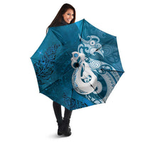 New Zealand Matariki Umbrella Maori Manaia Galaxy Silver Fern Blue Color LT22 - Polynesian Pride