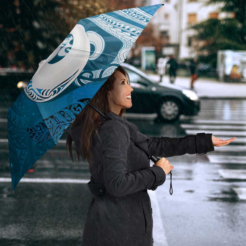 New Zealand Matariki Umbrella Maori Manaia Galaxy Silver Fern Blue Color LT22 - Polynesian Pride