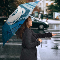 New Zealand Matariki Umbrella Maori Manaia Galaxy Silver Fern Blue Color LT22 - Polynesian Pride