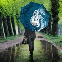 New Zealand Matariki Umbrella Maori Manaia Galaxy Silver Fern Blue Color LT22 - Polynesian Pride