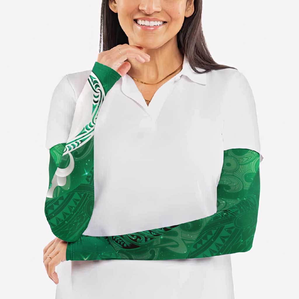 New Zealand Matariki Arm Sleeves Maori Manaia Galaxy Silver Fern Green Color
