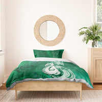 New Zealand Matariki Bedding Set Maori Manaia Galaxy Silver Fern Green Color