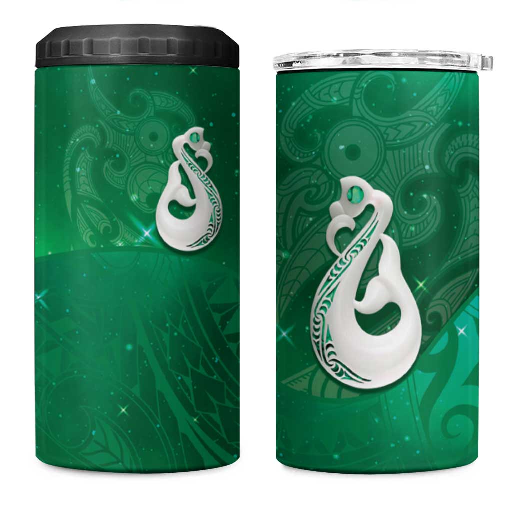 New Zealand Matariki 4 in 1 Can Cooler Tumbler Maori Manaia Galaxy Silver Fern Green Color