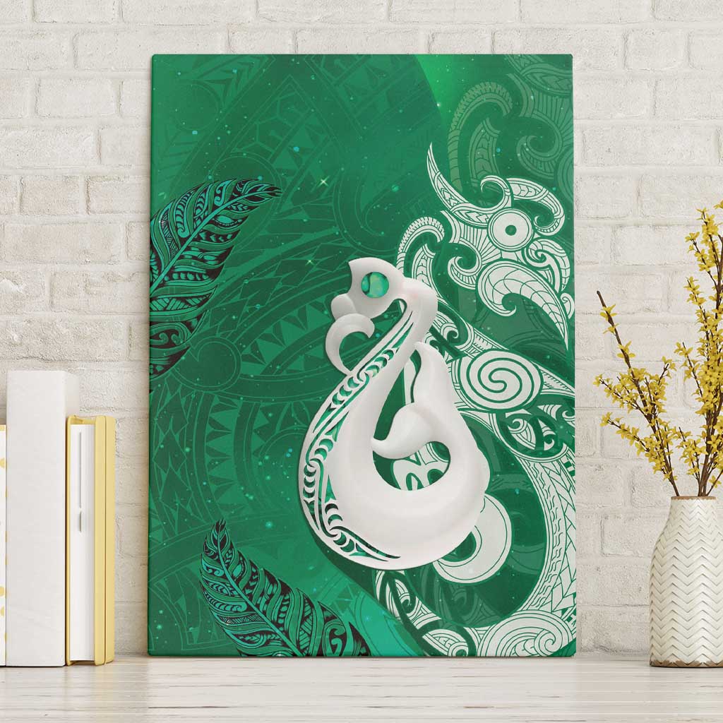 New Zealand Matariki Canvas Wall Art Maori Manaia Galaxy Silver Fern Green Color