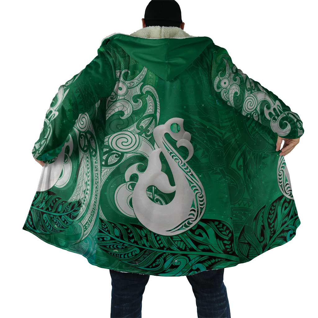 New Zealand Matariki Cloak Maori Manaia Galaxy Silver Fern Green Color