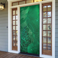 New Zealand Matariki Door Cover Maori Manaia Galaxy Silver Fern Green Color