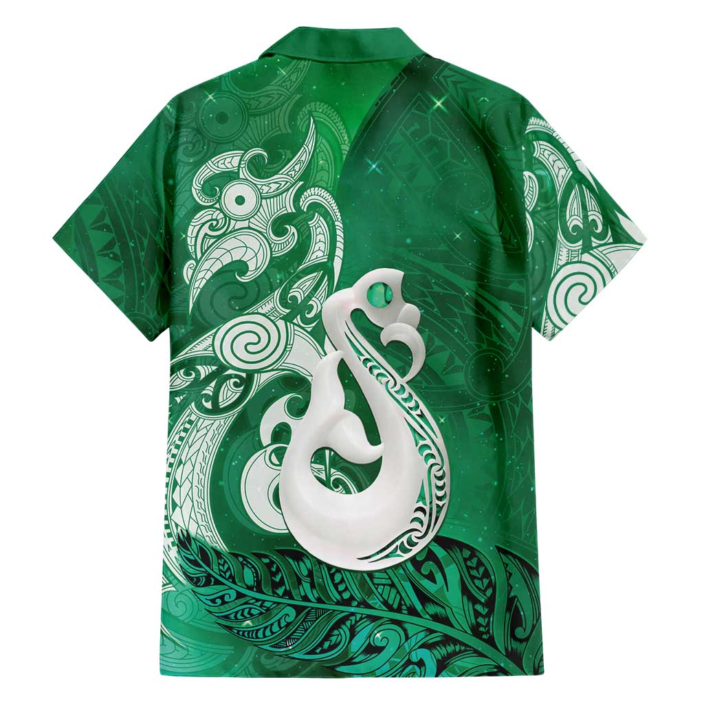 New Zealand Matariki Family Matching Mermaid Dress and Hawaiian Shirt Maori Manaia Galaxy Silver Fern Green Color LT22 - Polynesian Pride