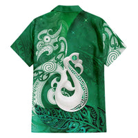 New Zealand Matariki Family Matching Mermaid Dress and Hawaiian Shirt Maori Manaia Galaxy Silver Fern Green Color LT22 - Polynesian Pride