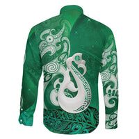 New Zealand Matariki Family Matching Short Sleeve Bodycon Dress and Hawaiian Shirt Maori Manaia Galaxy Silver Fern Green Color LT22 - Polynesian Pride