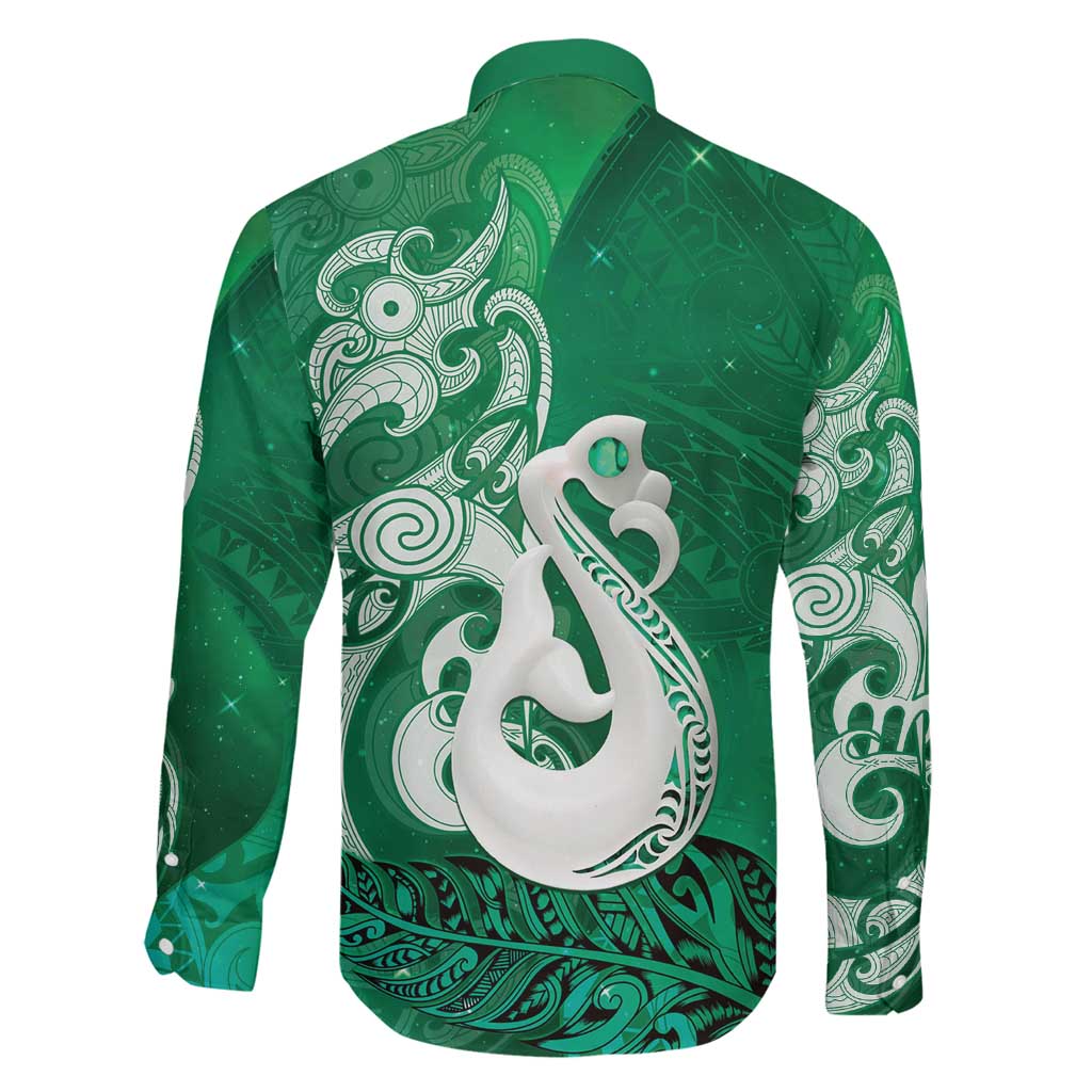 New Zealand Matariki Family Matching Tank Maxi Dress and Hawaiian Shirt Maori Manaia Galaxy Silver Fern Green Color LT22 - Polynesian Pride