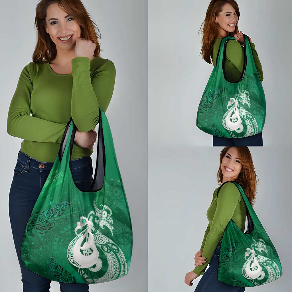 New Zealand Matariki Grocery Bag Maori Manaia Galaxy Silver Fern Green Color