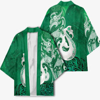 New Zealand Matariki Kimono Maori Manaia Galaxy Silver Fern Green Color