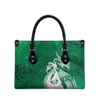 New Zealand Matariki Leather Bag Maori Manaia Galaxy Silver Fern Green Color
