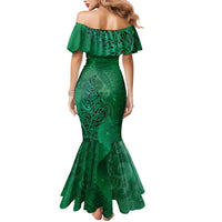 New Zealand Matariki Mermaid Dress Maori Manaia Galaxy Silver Fern Green Color LT22 - Polynesian Pride