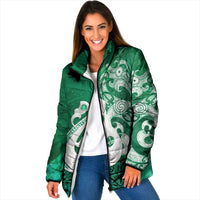 New Zealand Matariki Padded Jacket Maori Manaia Galaxy Silver Fern Green Color