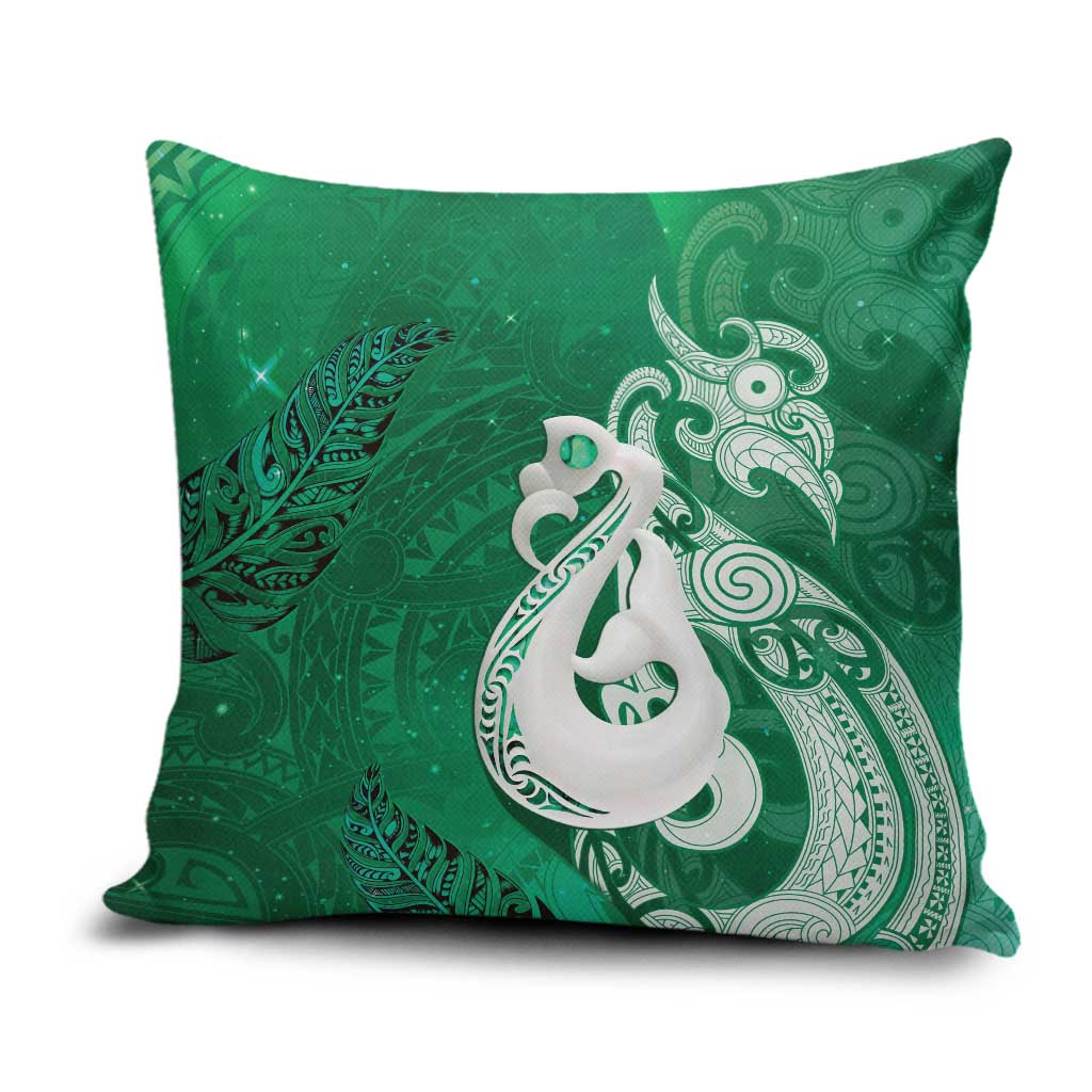 New Zealand Matariki Pillow Cover Maori Manaia Galaxy Silver Fern Green Color