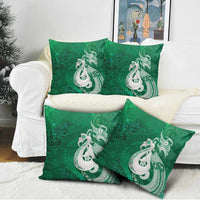 New Zealand Matariki Pillow Cover Maori Manaia Galaxy Silver Fern Green Color