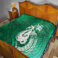 New Zealand Matariki Quilt Maori Manaia Galaxy Silver Fern Green Color
