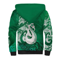 New Zealand Matariki Sherpa Hoodie Maori Manaia Galaxy Silver Fern Green Color