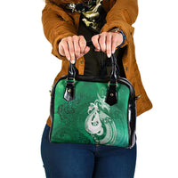 New Zealand Matariki Shoulder Handbag Maori Manaia Galaxy Silver Fern Green Color